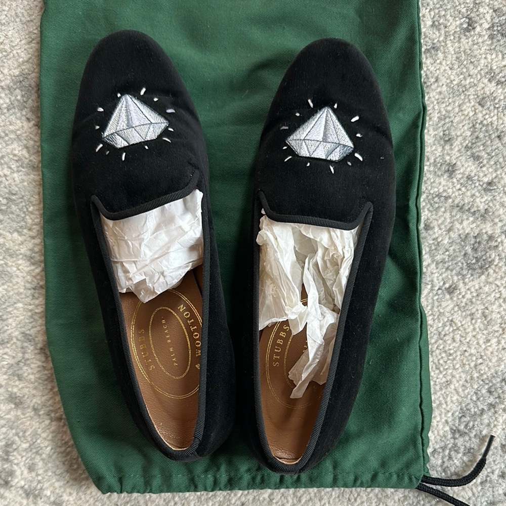 Stubbs & Wootton Black Brilliant Diamond Loafers